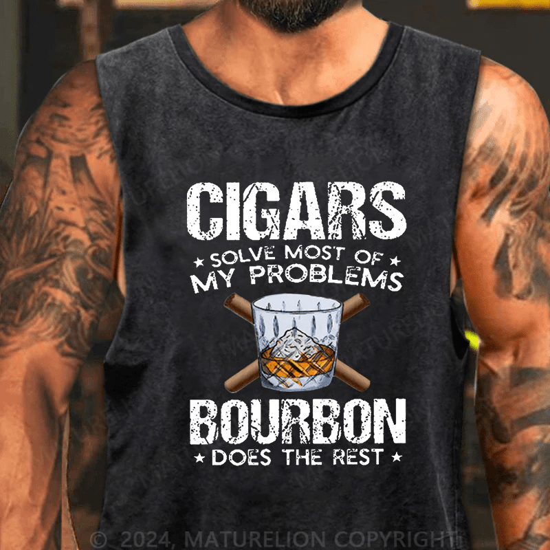 Maturelion Men's Tank TOP Cigars Solve Most Of My Problems Tank Top