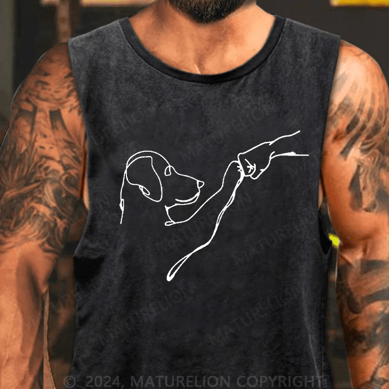 Maturelion Men's Tank TOP Dog Fist Bump Tank Top