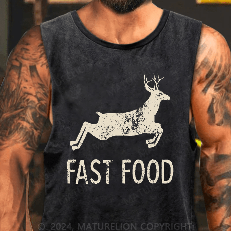 Maturelion Men's Tank TOP Fast Food Funny Men Hunting Tank Top