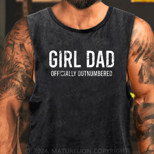 Maturelion Men's Tank Top Girl Dad Officially Outnumbered Funny Gift Tank Top