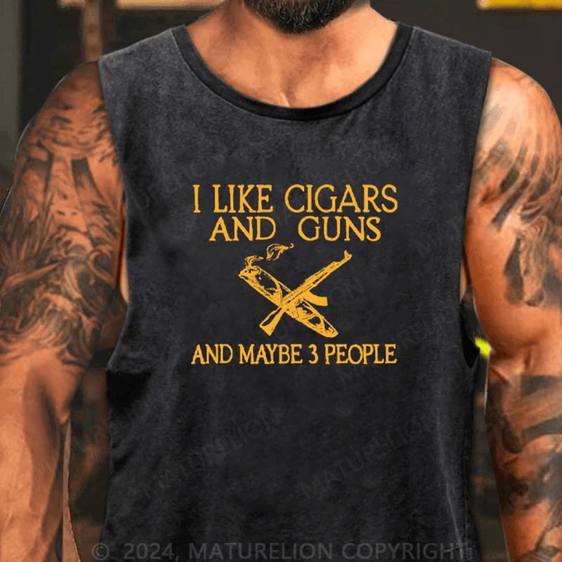 Maturelion Men's Tank Top I Like Cigars And Guns And Maybe 3 People Tank Top