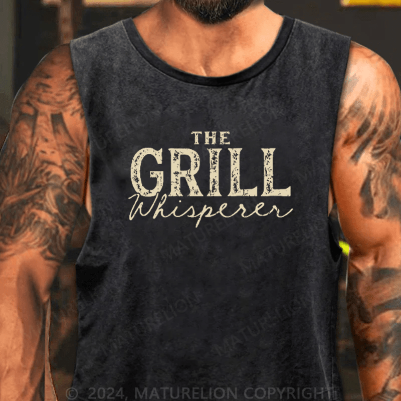 Maturelion Men's Tank Top The Grill Whisperer Funny Tank Top