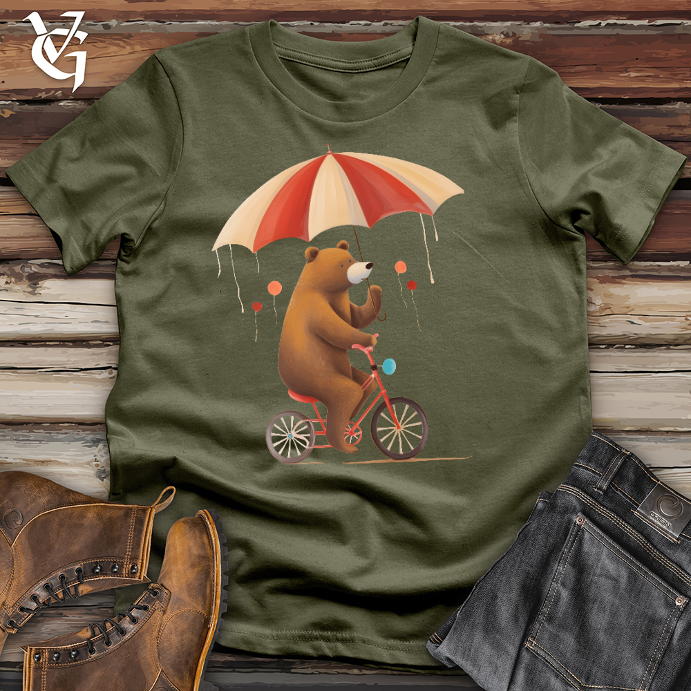 Bear Biking In The Rain Cotton Tee