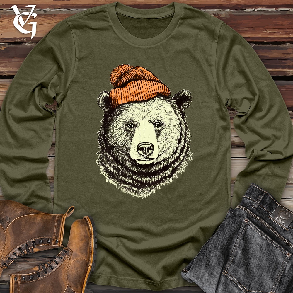 Bear Wearing Hunters Beanie Long Sleeve