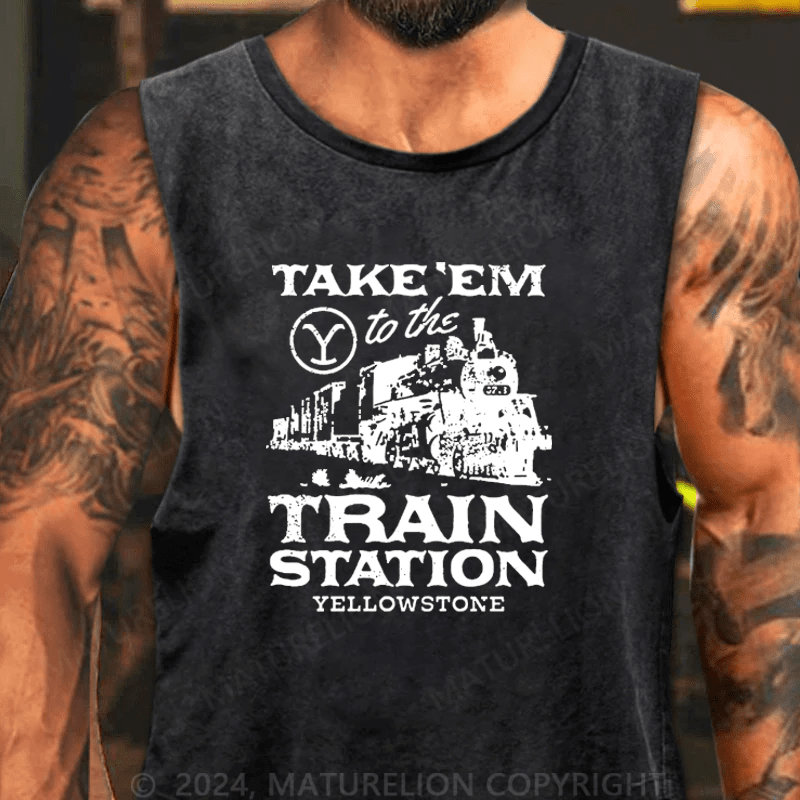 Mturelion Men's Tank Top Take'em To The Train Station Yellowstone Tank Top