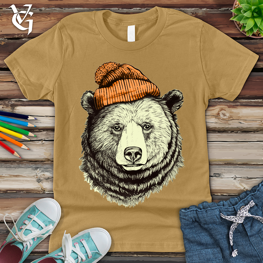 Bear Wearing Hunters Beanie Youth Tee