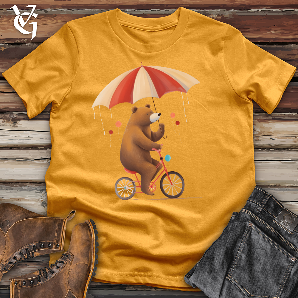 Bear Biking In The Rain Cotton Tee