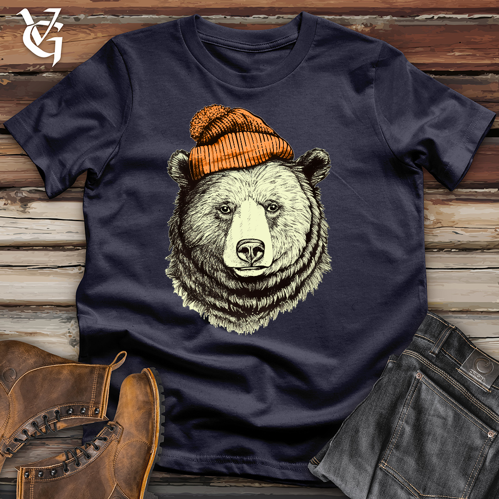 Bear Wearing Hunters Beanie Cotton Tee