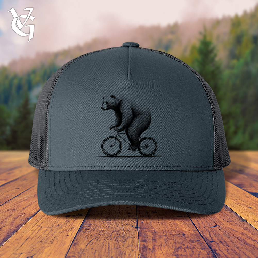 Bear Riding Bike Trucker Cap