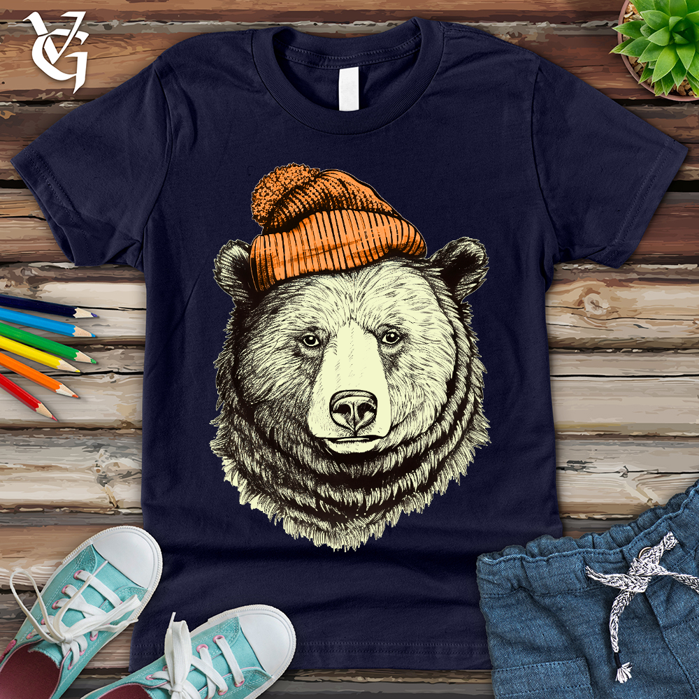 Bear Wearing Hunters Beanie Youth Tee