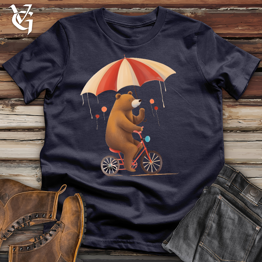 Bear Biking In The Rain Cotton Tee