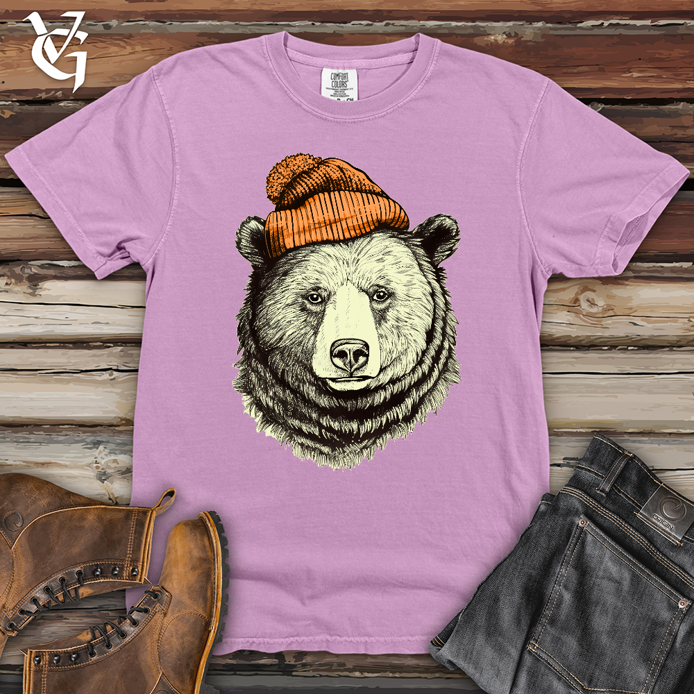 Bear Wearing Hunters Beanie Heavy Cotton Comfort Colors Tee