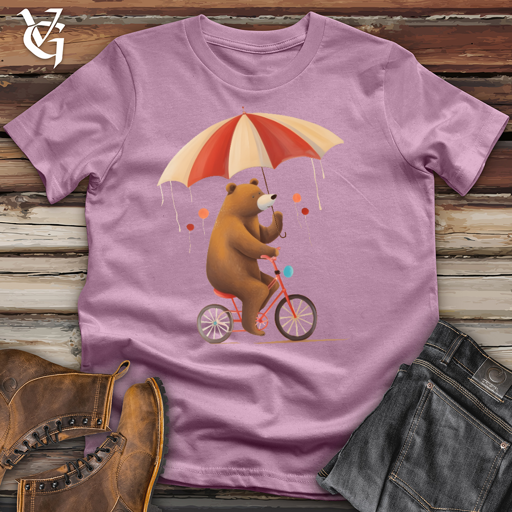 Bear Biking In The Rain Cotton Tee