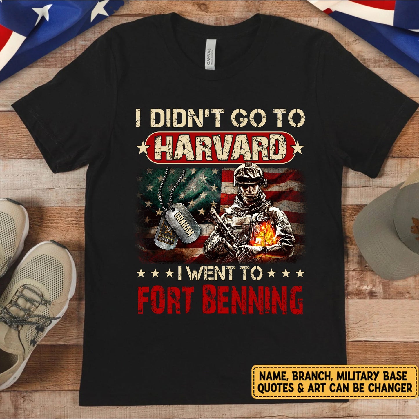 Personalized Shirt For Military Family Veteran Custom Branch Name I Didn't Go To Harvard I Went To Military Base Shirt For Dad Son H2511