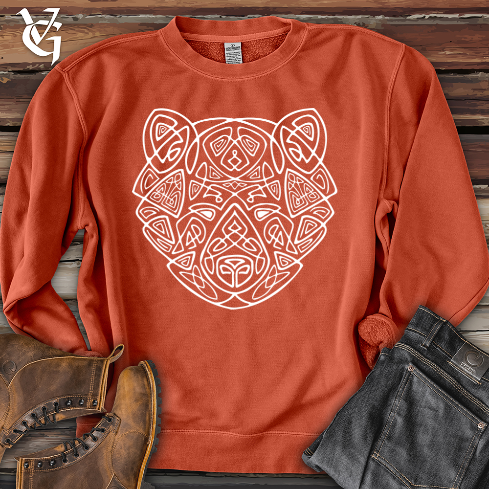 Bear Head Celtic Style Pigment-Dyed Crewneck