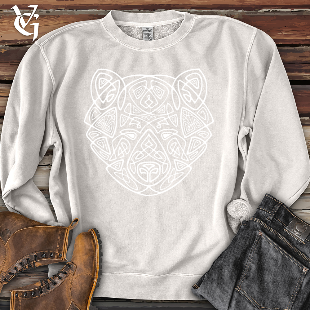 Bear Head Celtic Style Pigment-Dyed Crewneck