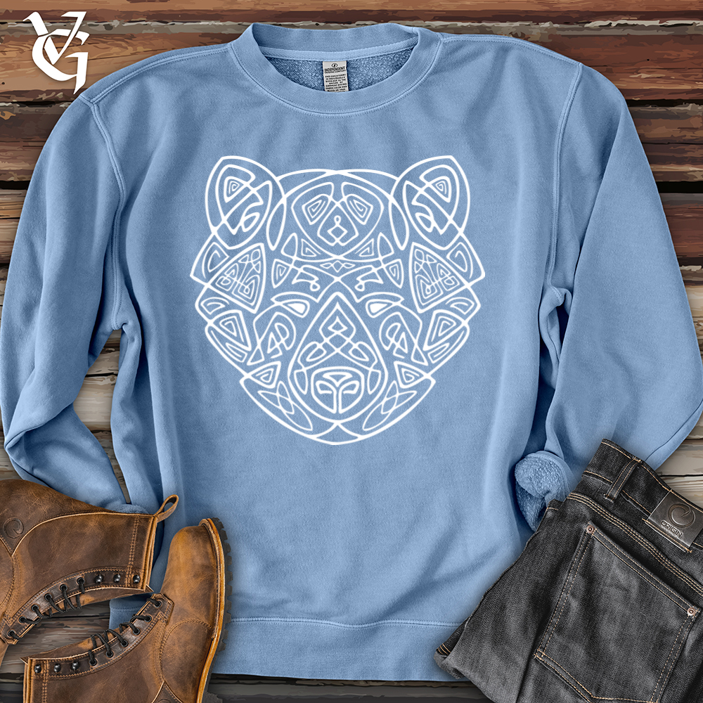 Bear Head Celtic Style Pigment-Dyed Crewneck