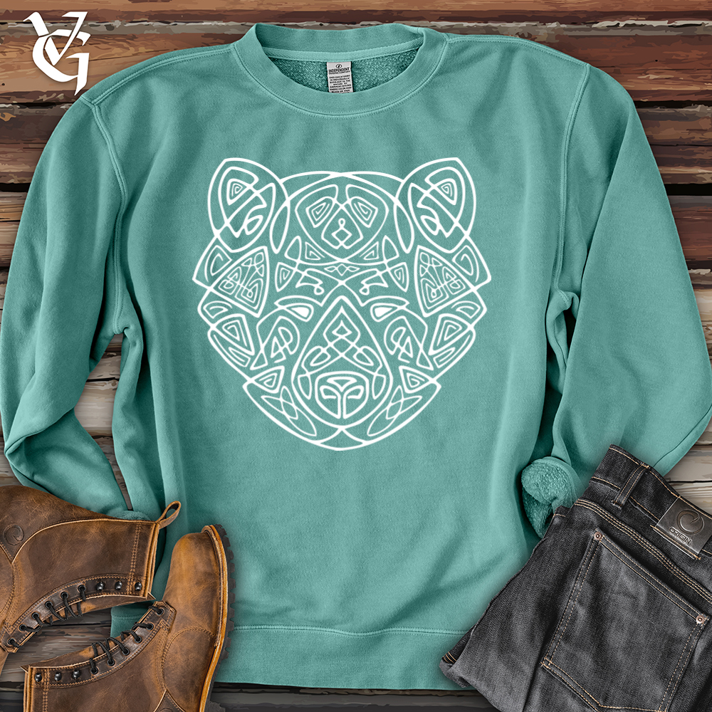 Bear Head Celtic Style Pigment-Dyed Crewneck