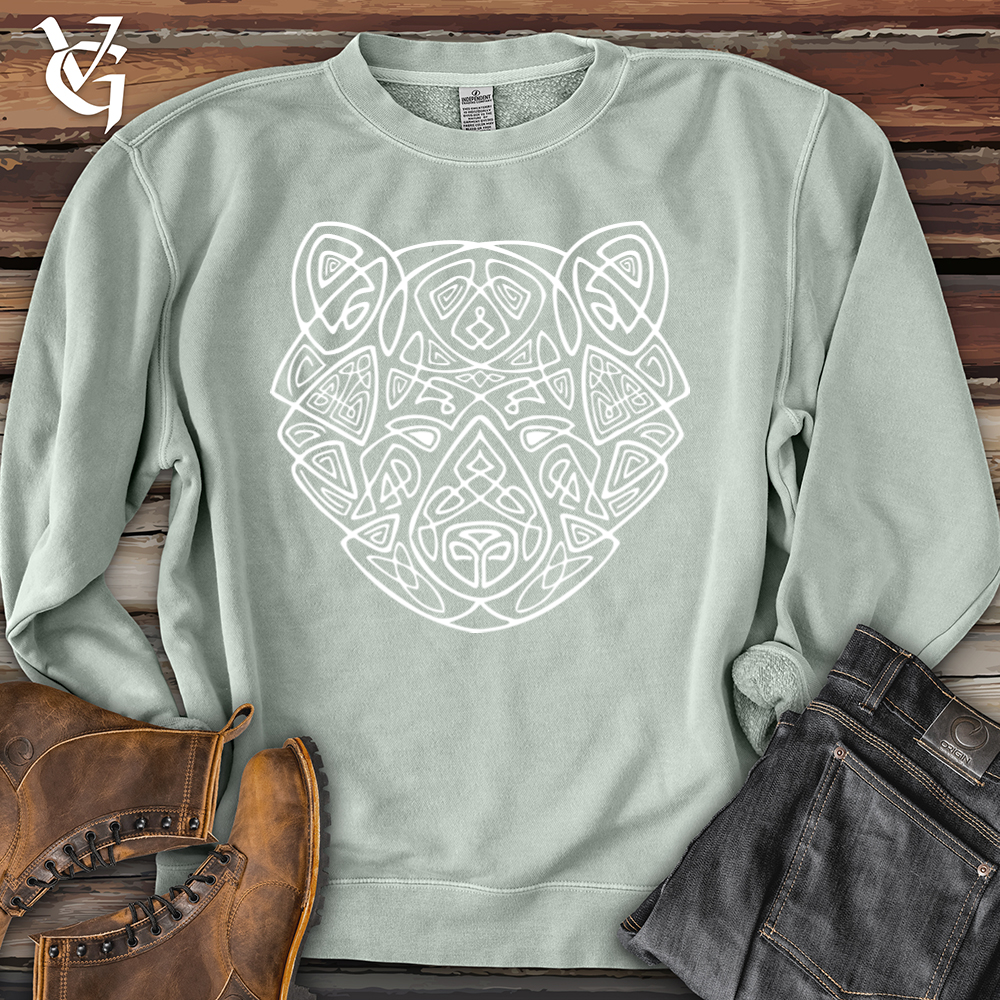 Bear Head Celtic Style Pigment-Dyed Crewneck