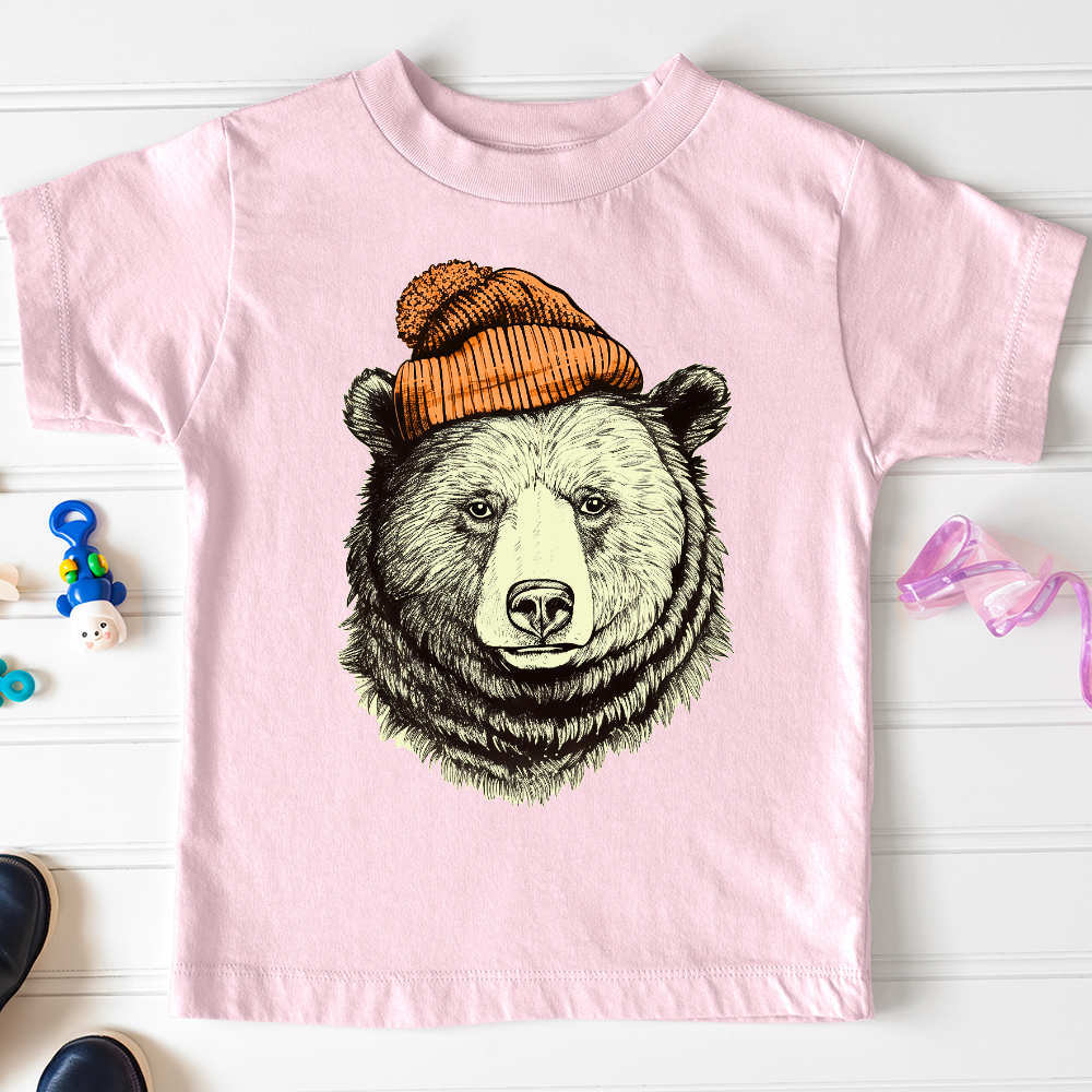 Bear Wearing Hunters Beanie Toddler Tee