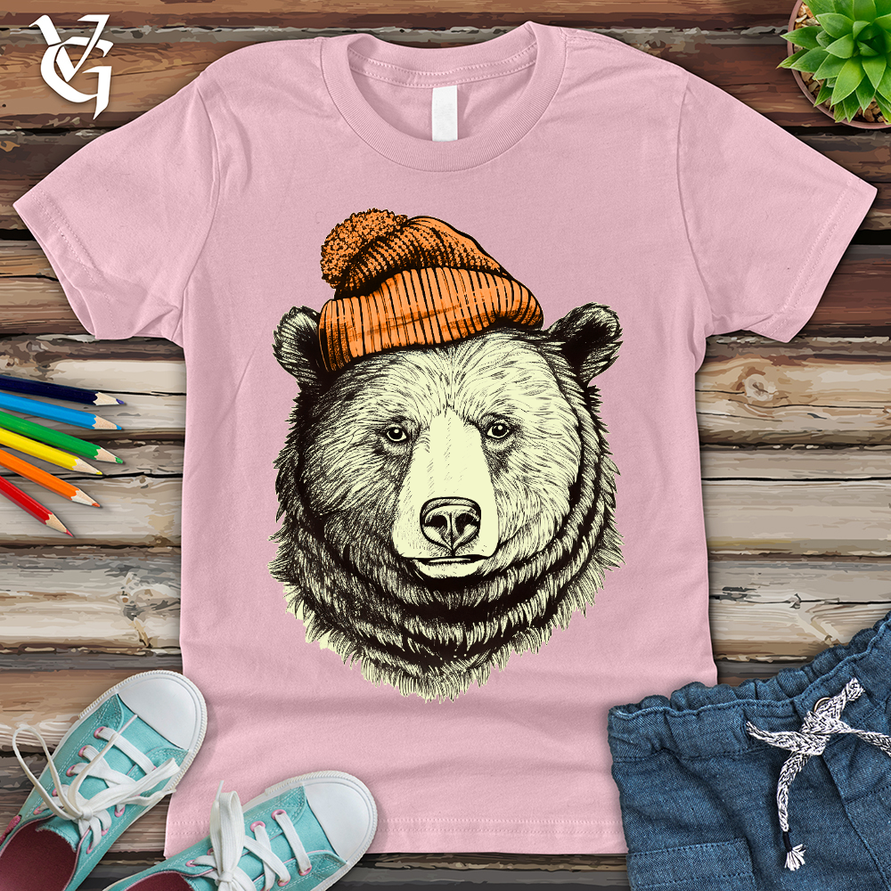 Bear Wearing Hunters Beanie Youth Tee