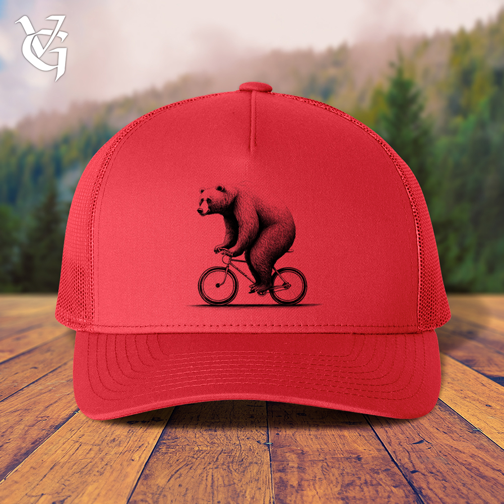 Bear Riding Bike Trucker Cap