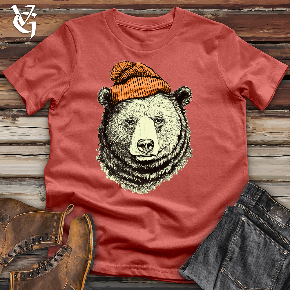 Bear Wearing Hunters Beanie Cotton Tee