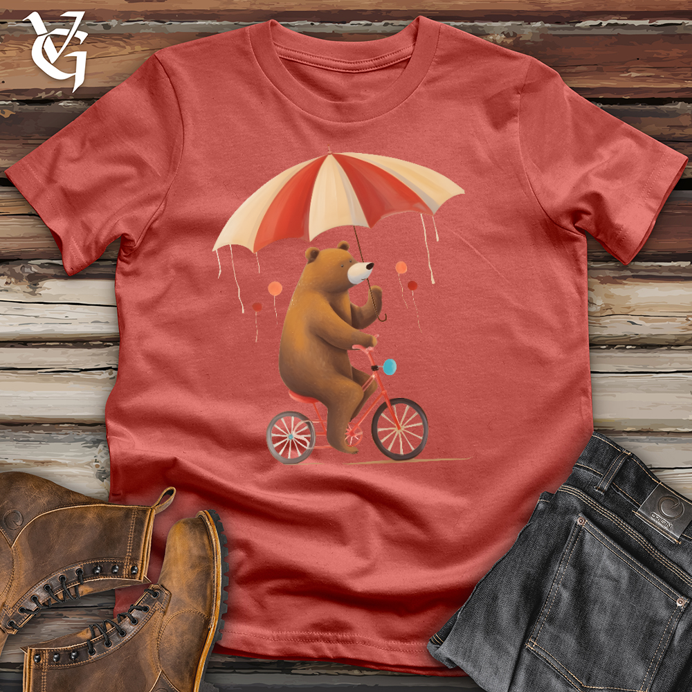 Bear Biking In The Rain Cotton Tee