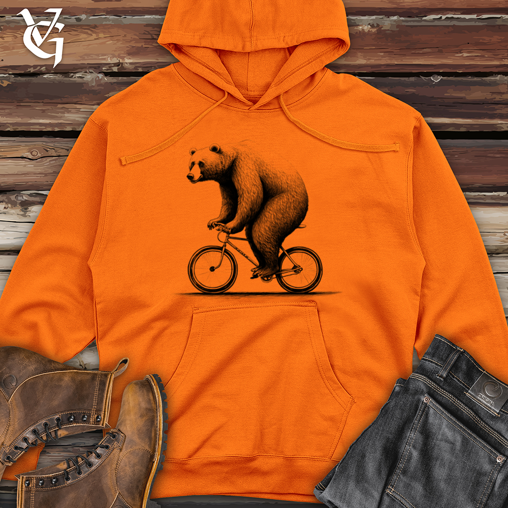 Bear Riding Bike Midweight Hooded Sweatshirt