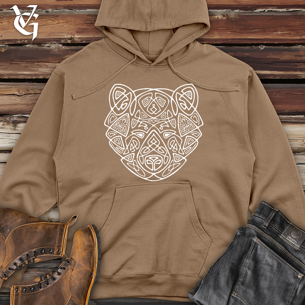 Bear Head Celtic Style Midweight Hooded Sweatshirt