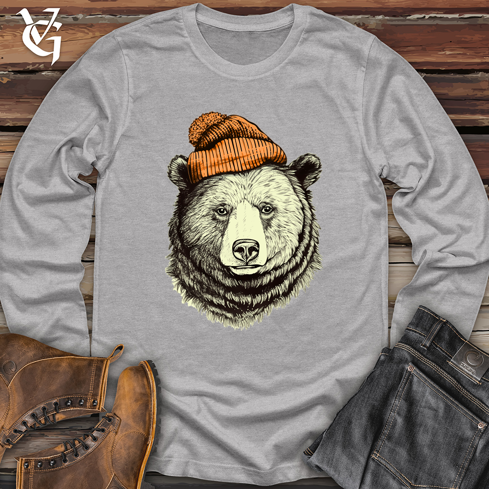 Bear Wearing Hunters Beanie Softstyle Long Sleeve