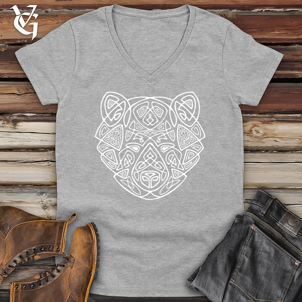 Bear Head Celtic Style Softstyle V-Neck