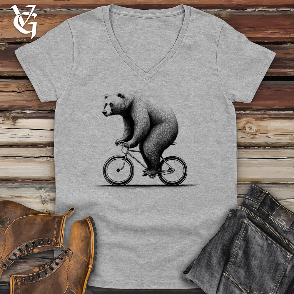 Bear Riding Bike Softstyle V-Neck