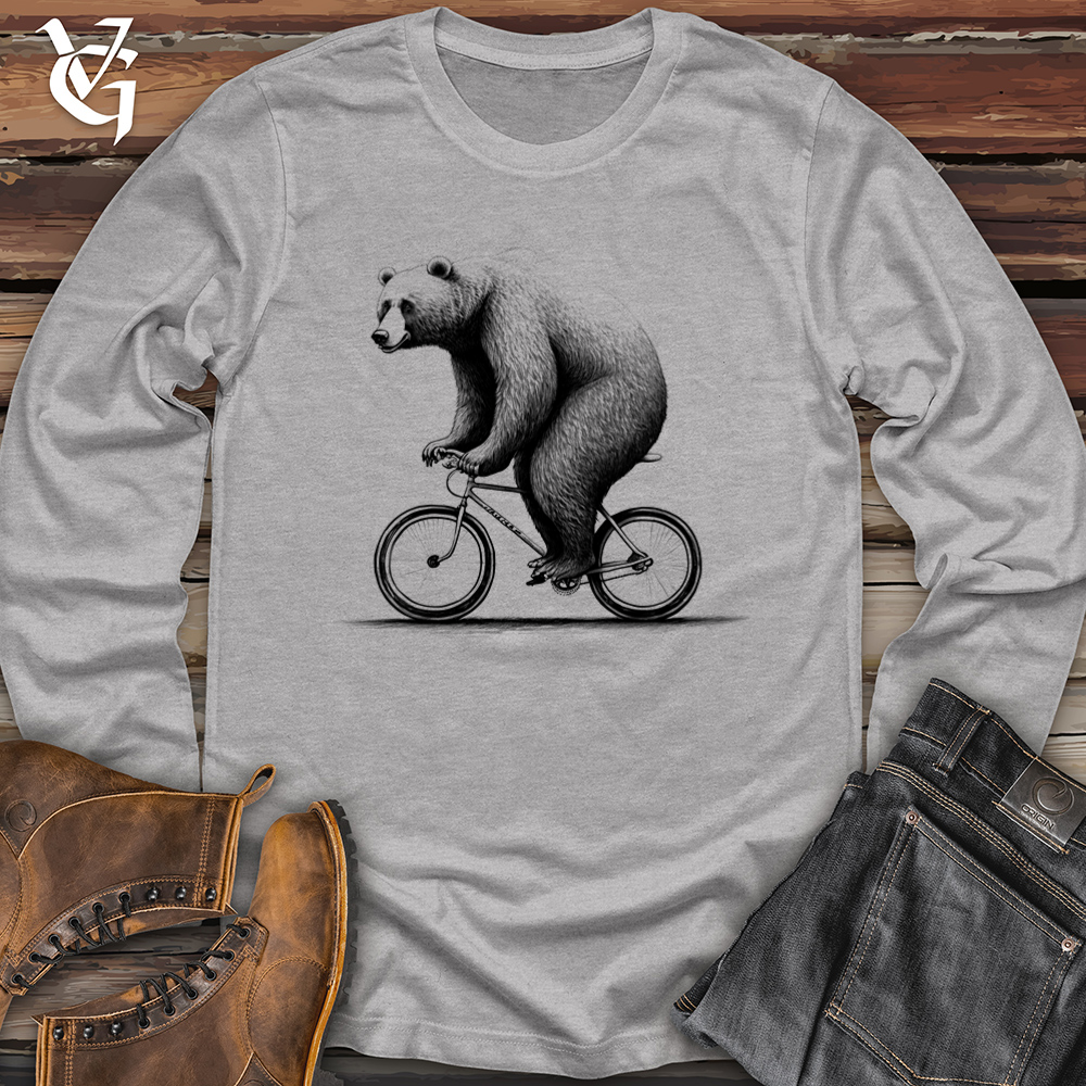 Bear Riding Bike Softstyle Long Sleeve