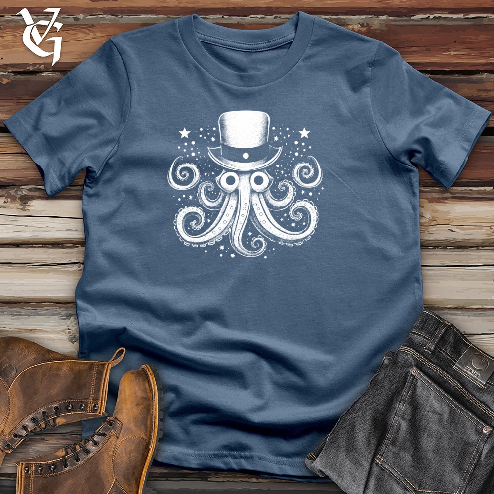 Vintage Cosmic Top Hat Octopus 02 Cotton Tee