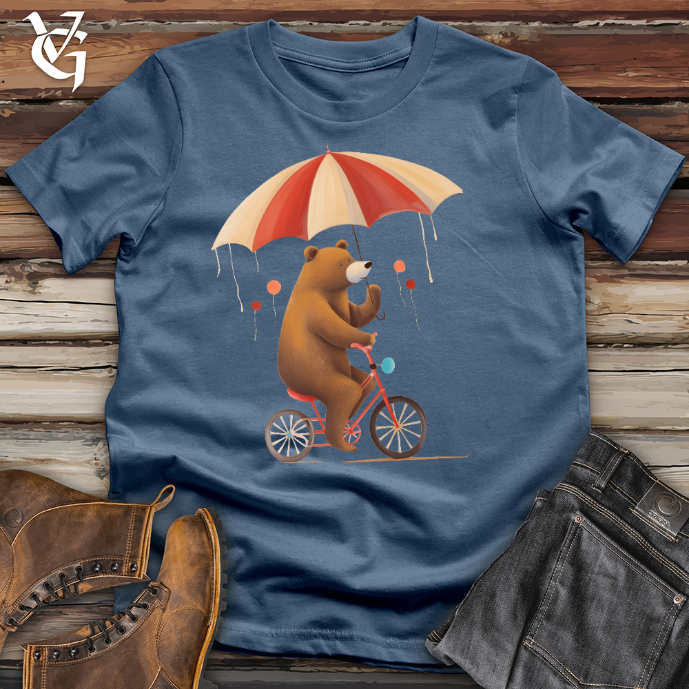 Bear Biking In The Rain Cotton Tee