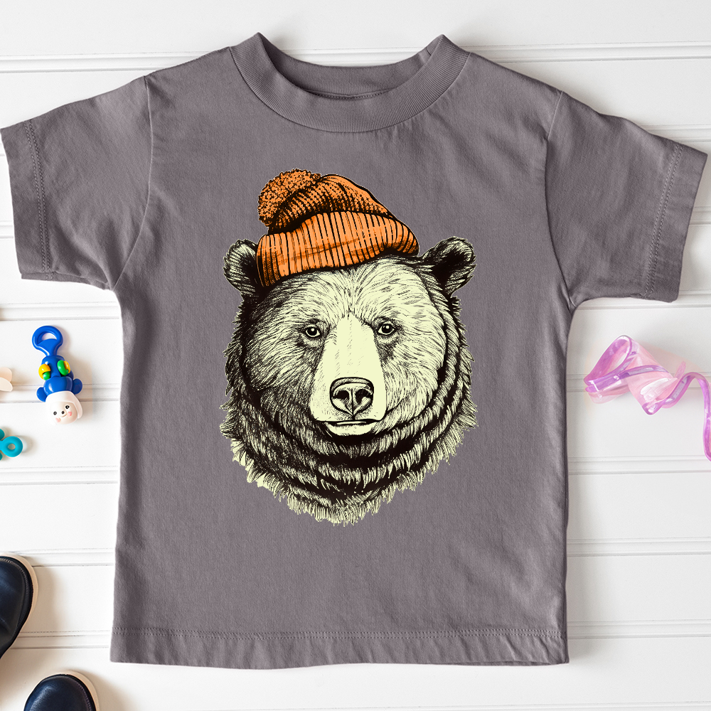 Bear Wearing Hunters Beanie Toddler Tee