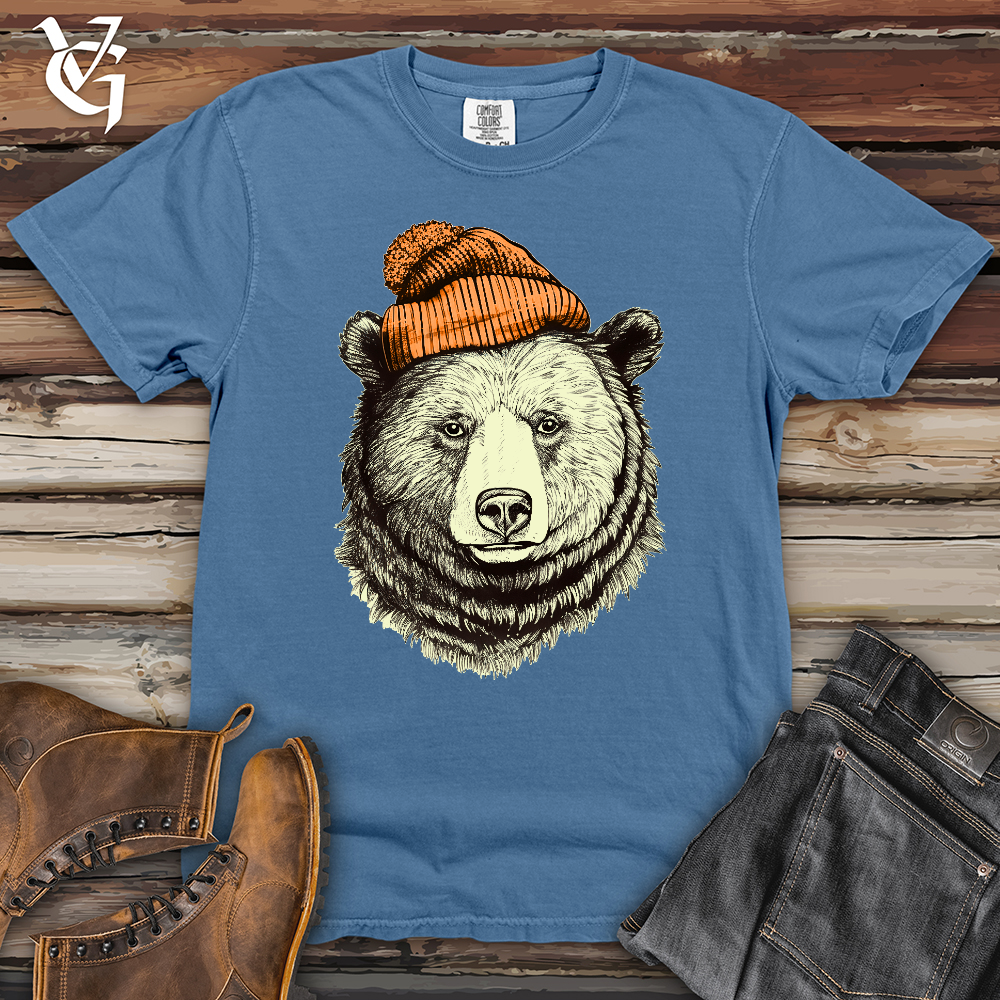 Bear Wearing Hunters Beanie Heavy Cotton Comfort Colors Tee