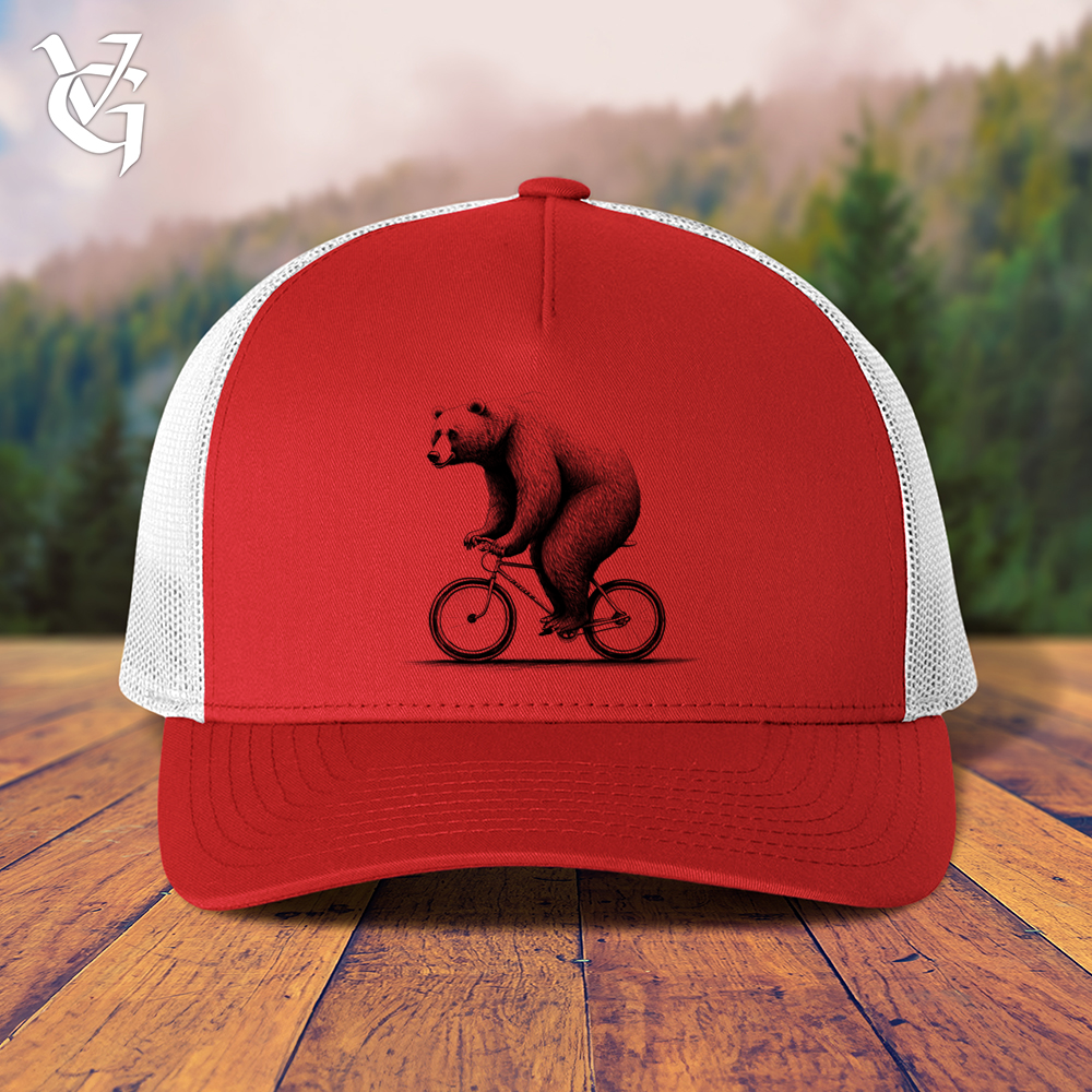 Bear Riding Bike Trucker Cap