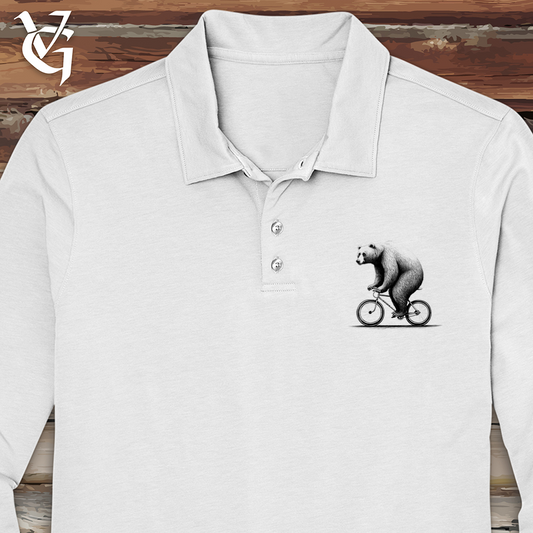 Bear Riding Bike Long Sleeve Polo