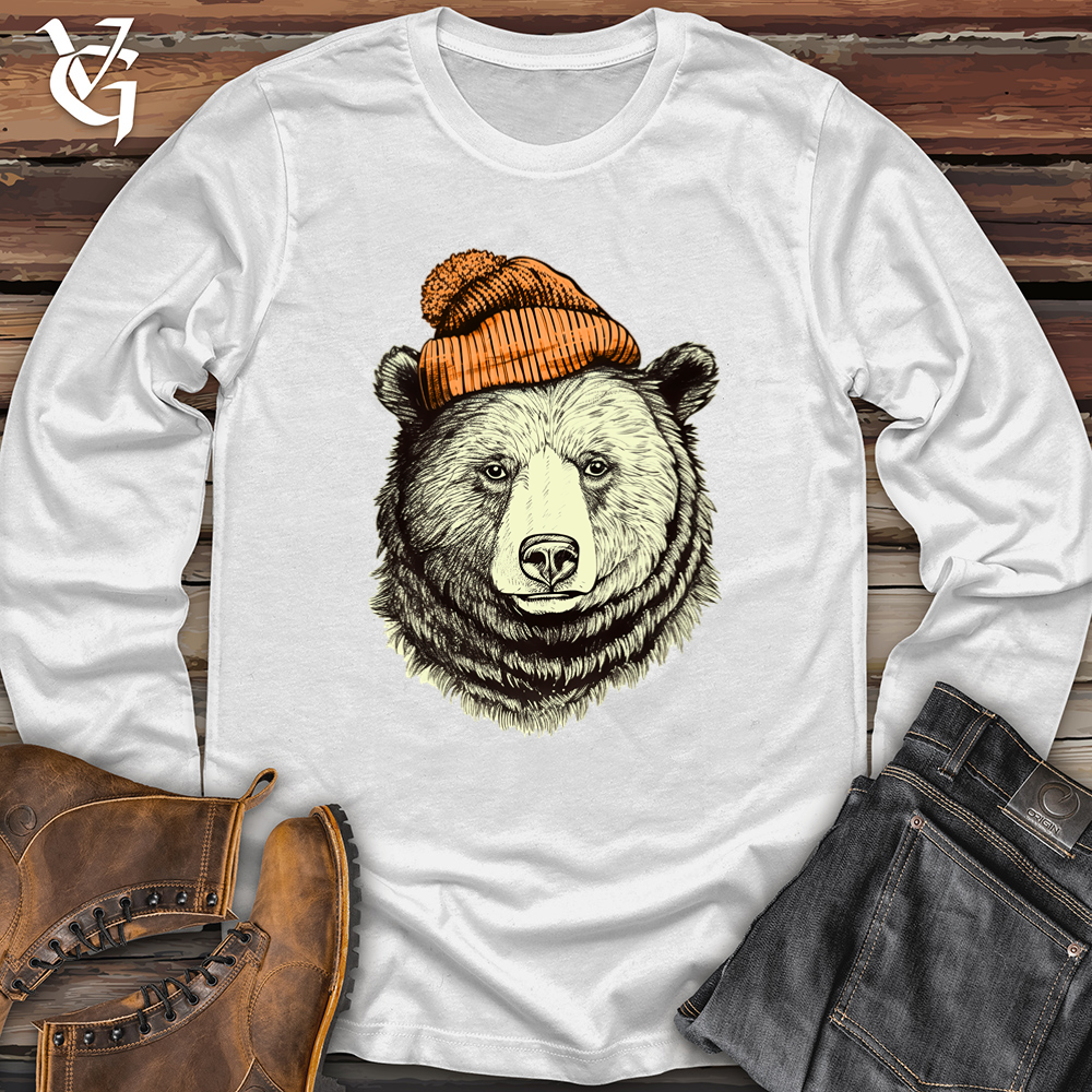 Bear Wearing Hunters Beanie Softstyle Long Sleeve