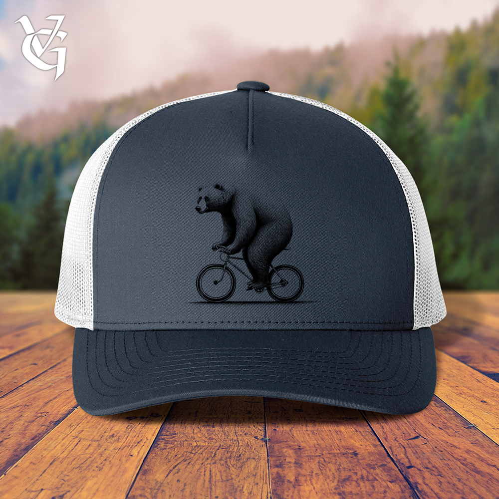 Bear Riding Bike Trucker Cap