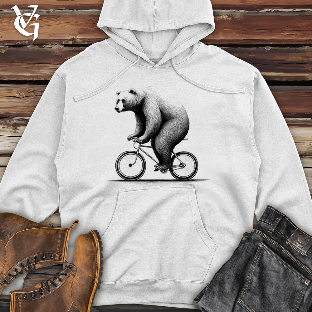 Bear Riding Bike Midweight Hooded Sweatshirt