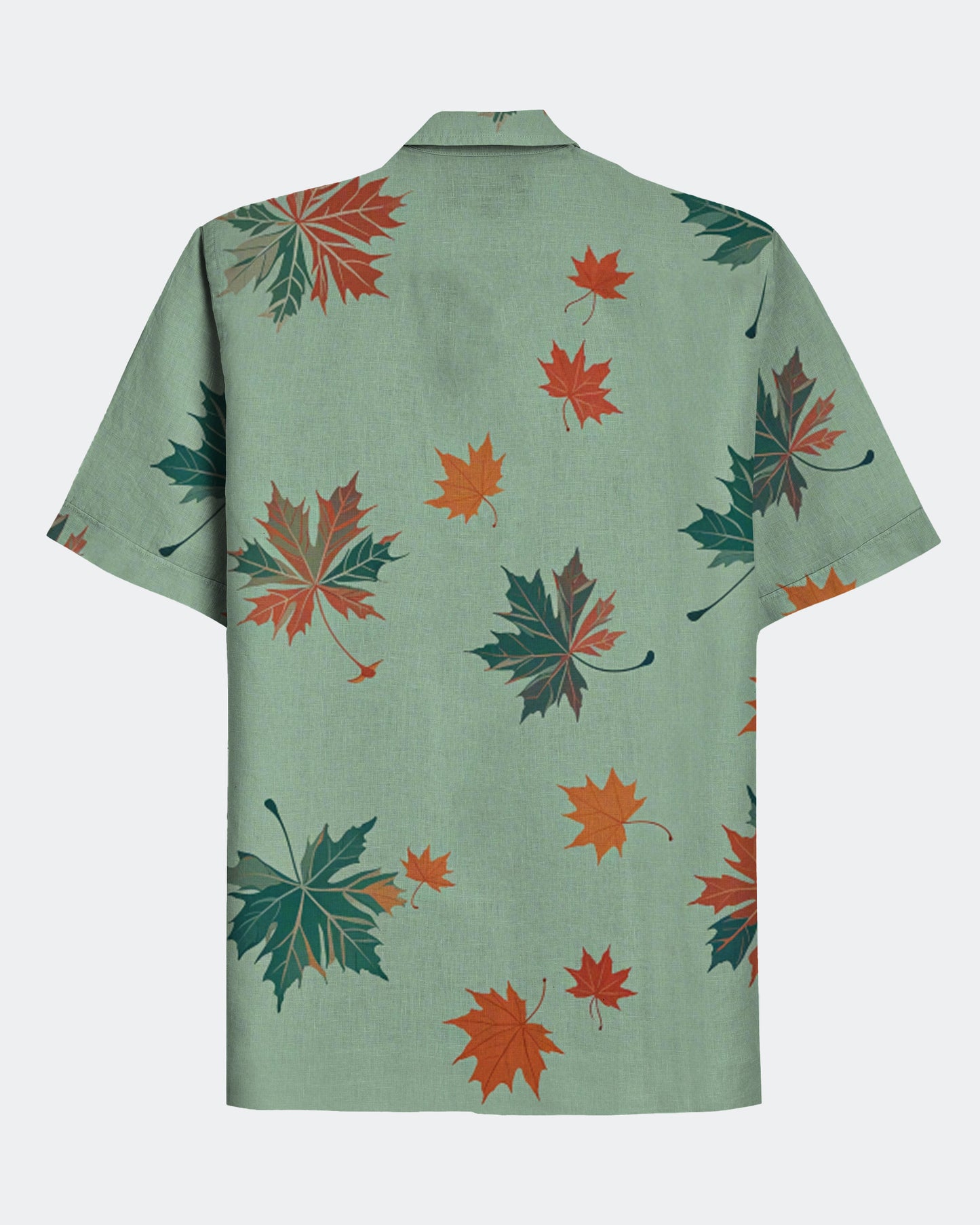 Men's Casual Hawaiian Maple Leaf Print Short Sleeve Shirt