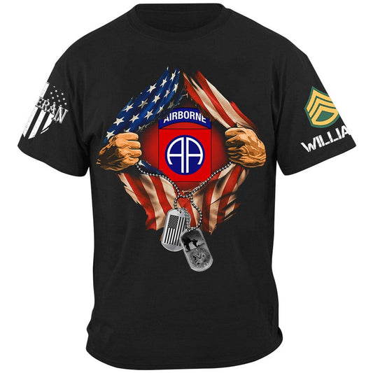 Custom Military Division Hands Ripping Flag on Chest T-Shirt Gift For Veteran H2511 Trna