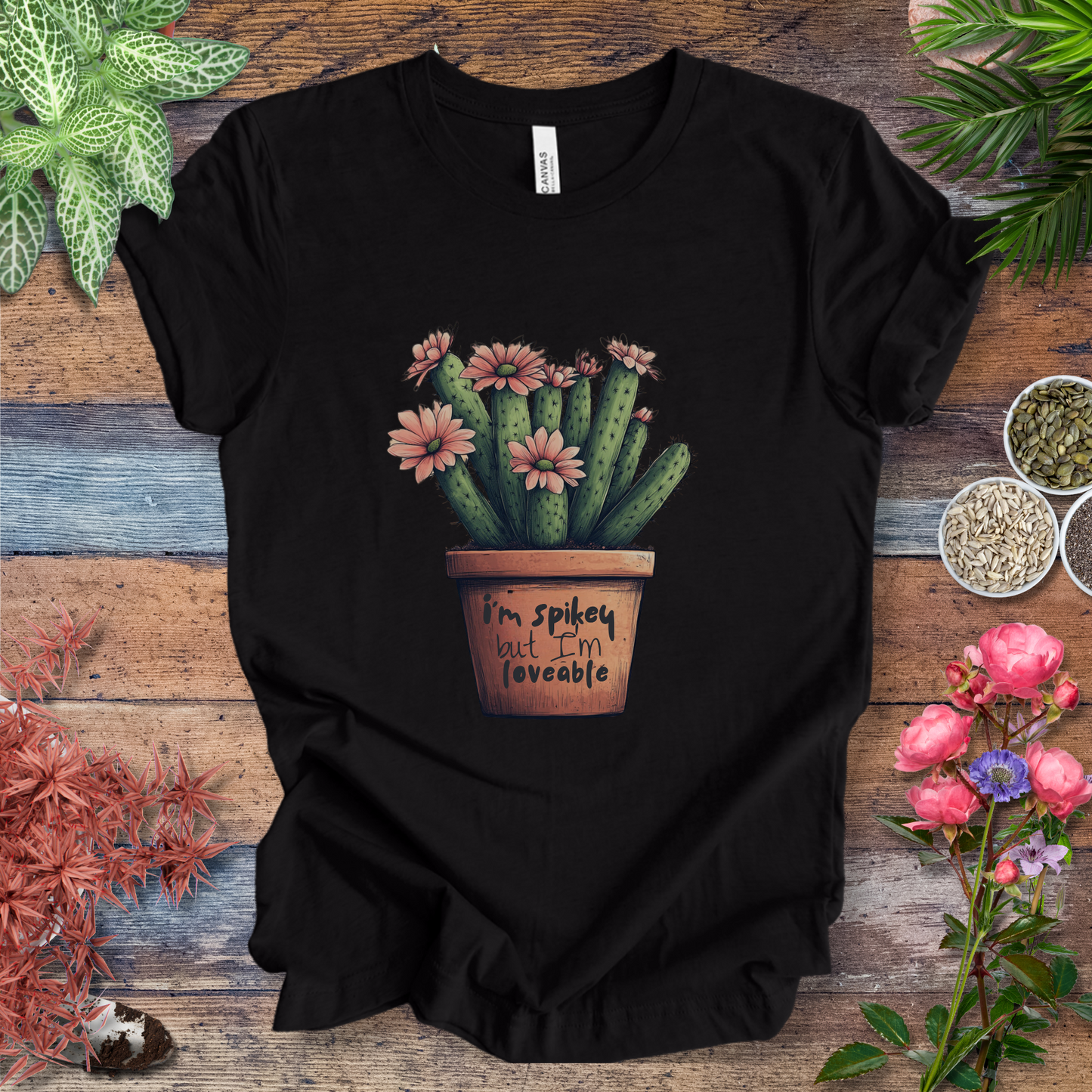 "I'm Spikey but I'm Lovable" Funny Cactus Lover T-Shirt