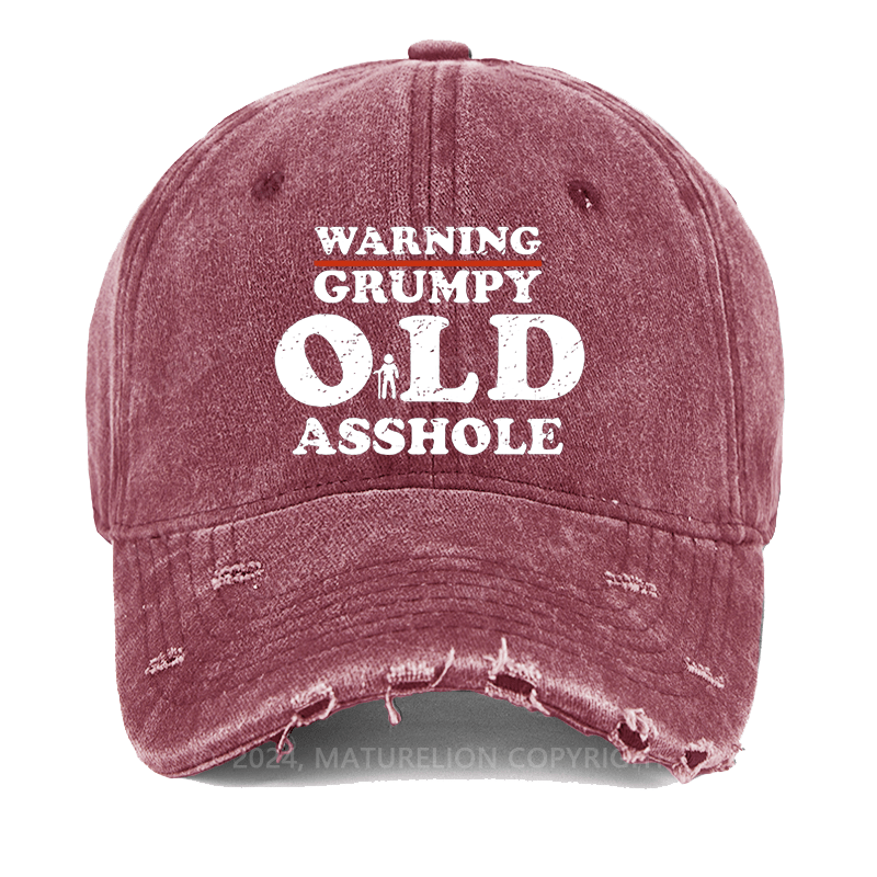 Maturelion Warning Grumpy Old Asshole Washed Vintage Cap