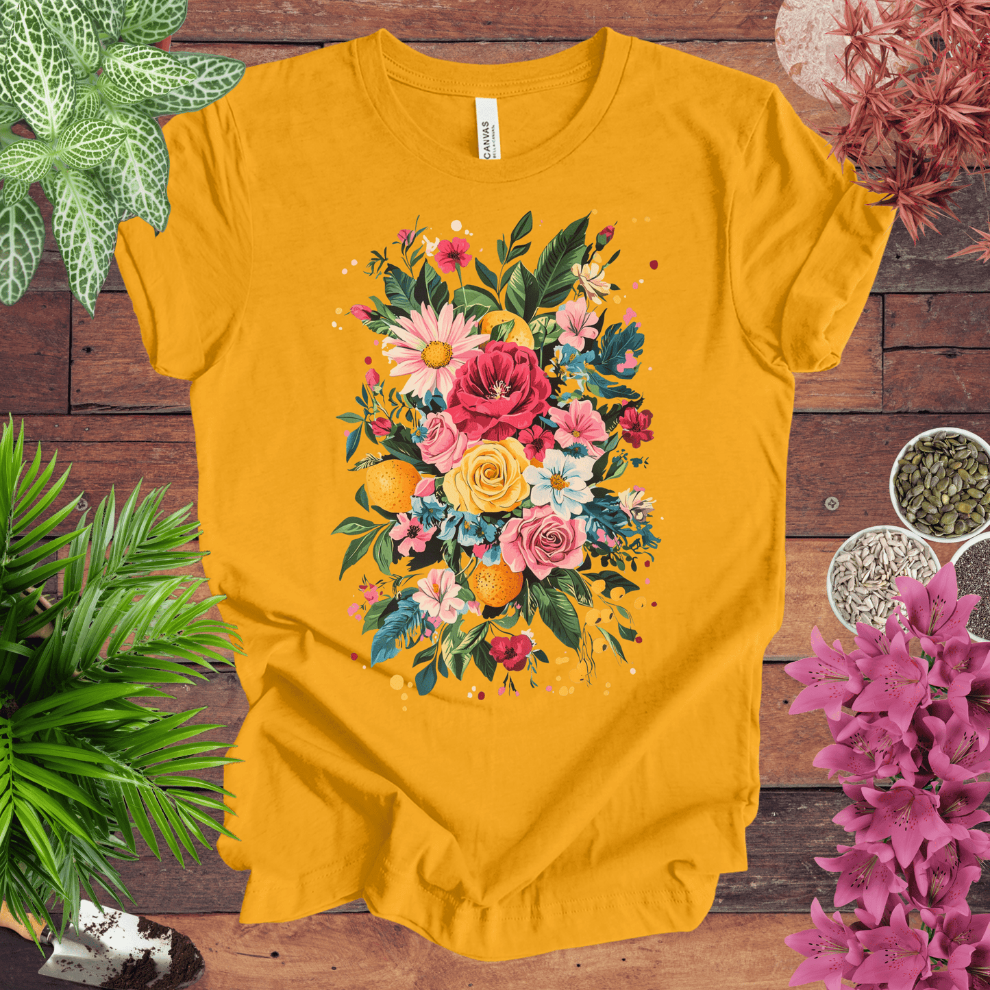 Vibrant Floral Citrus Bouquet T-Shirt