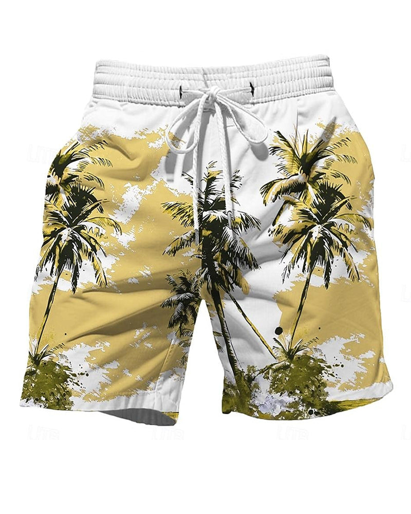 Beach Quick-drying Fabric Coconut Tree Swimming Trunks Men's Plus Size