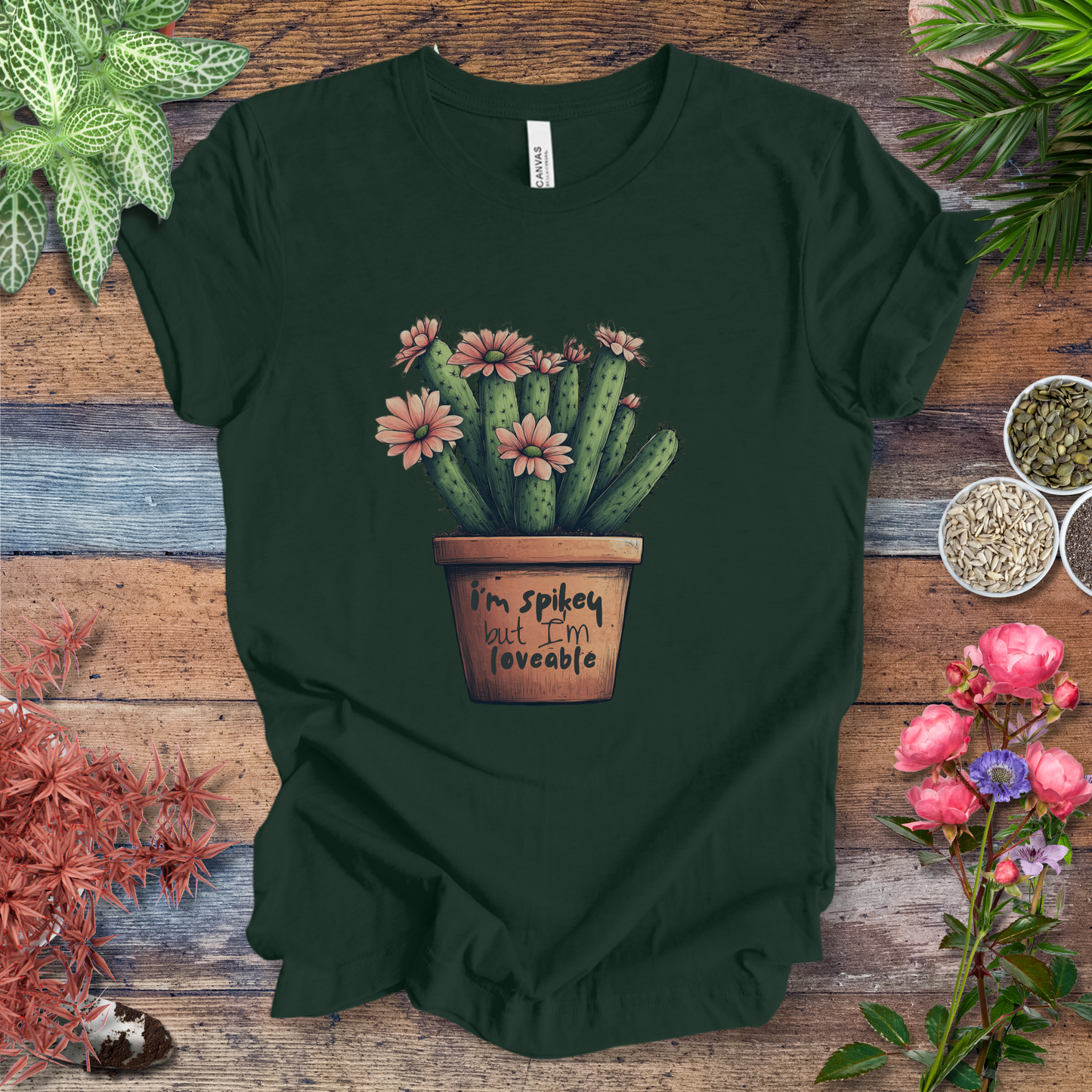 "I'm Spikey but I'm Lovable" Funny Cactus Lover T-Shirt